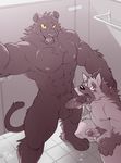  2017 4_toes 5_fingers abs anthro anthro_on_anthro armpit_hair balls bathroom biceps big_muscles biped black_nose blush canine cel_shading chest_tuft claws cum cum_in_mouth cum_inside cum_on_ground cum_on_penis cum_on_tongue cum_splatter detailed_background digital_media_(artwork) dog dripping duo erection fangs feet feline fellatio fur fur_tuft german_shepherd gloves_(marking) grey_theme hand_on_head hand_on_thigh hi_res high-angle_view humanoid_penis inside interspecies kneeling leaking licking looking_at_viewer looking_up male male/male male_penetrating mammal manly markings monochrome muscular muscular_male naughty_face nipples nude open_mouth open_smile oral orgasm panther pecs penis penis_lick plantigrade precum pubes ray_(takemoto_arashi) recording retracted_foreskin scar selfie sex signature smile snout standing sweat sweatdrop takemoto_arashi teeth toe_claws toes tongue tongue_out triceps tuft uncut vein veiny_penis worried yellow_eyes 