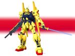  aeug asymmetrical_dual_wielding beam_rifle cable commentary_request dual_wielding energy_gun energy_sword gundam holding holding_sword holding_weapon hyaku_shiki mecha mecha_focus mobile_suit no_humans radio_antenna robot science_fiction signature solo sword taganer weapon zeta_gundam 