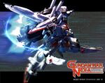  artist_name beam_cannon commentary_request copyright_notice crimson_(cxrss377) earth_federation gundam gundam_sentinel lens_flare logo mecha mecha_focus mixed-language_text mobile_suit no_humans official_art robot s_gundam_deep_striker science_fiction solo space sunrise_(company) thrusters title zero_gravity 