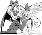  :/ :d ^_^ absurdres ass back_cutout bat_wings boots bow breasts closed_eyes commentary_request fang flandre_scarlet frills full_body greyscale hair_between_eyes hat hat_bow head_wings highres horns juliet_sleeves koakuma laevatein_(tail) long_hair long_sleeves low_wings medium_breasts mob_cap monochrome multiple_girls necktie no_panties no_shoes open_mouth pants pants_under_skirt pointy_ears puffy_short_sleeves puffy_sleeves ryuuno_stadtfeld short_hair short_sleeves side_ponytail sidelocks simple_background sitting skirt skirt_set slit_pupils smile tail thigh_boots thighhighs touhou vest wariza white_background wings wrist_cuffs 