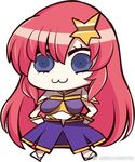  :3 absurdly_long_hair baocaizi blue_eyes chibi gundam gundam_seed gundam_seed_destiny hair_ornament hands_on_hips long_hair meer_campbell parody pink_hair riyo_(lyomsnpmp)_(style) smile solo star star_hair_ornament style_parody very_long_hair 