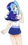  1girl blue_hair chiyo_(no3baki) kamishiro_rio long_hair looking_at_viewer looking_back obelisk_blue_uniform red_eyes school_uniform skirt smile yu-gi-oh! yuu-gi-ou_gx yuu-gi-ou_zexal 