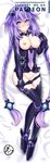  artist_name blue_eyes blush bodysuit braid breasts breasts_outside covered_nipples dakimakura full-face_blush groin helvetica_5tandard highres large_breasts leotard long_hair long_image looking_at_viewer lying navel neptune_(series) nipples on_back purple_heart pussy smile solo striped striped_legwear tall_image thighhighs tied_hair twin_braids uncensored 