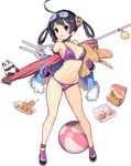  :o ahoge ankleband armband ass_visible_through_thighs azur_lane baguette ball beach_umbrella beachball bikini black_hair bread breasts choker food full_body fur_trim gloves hair_rings hamburger jacket machinery medium_breasts navel ning_hai_(azur_lane) off_shoulder official_art open_clothes open_jacket panda purple_bikini purple_eyes purple_gloves sandals shiny shiny_skin skindentation solo standing swimsuit tachi-e transparent_background tsliuyixin umbrella v-shaped_eyebrows yakisoba 