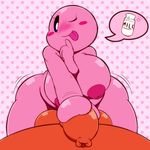  alternate_species balls big_breasts blue_eyes breasts female foreskin handjob humanoid humanoidized inverted_nipples k--10 kirby kirby_(series) milk mitten_hands nintendo nipples not_furry one_eye_closed penis pink_areola polka-dot_background rosy_cheeks sex tongue tongue_out video_games 