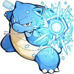  04sora40 blastoise cannon claws commentary_request hydro_pump_(pokemon) looking_at_viewer no_humans pokemon pokemon_(creature) pokemon_focus pokemon_move shell shoulder_cannon white_background 
