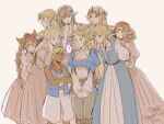  6+girls armor armored_dress blonde_hair brown_hair check_copyright commentary copyright_request dark-skinned_female dark_skin desmess dress elf english_commentary hyrule_warriors in-franchise_crossover leaning_forward long_dress looking_at_another multiple_girls multiple_persona pointy_ears princess_zelda scarf tetra the_legend_of_zelda the_legend_of_zelda:_a_link_to_the_past the_legend_of_zelda:_breath_of_the_wild the_legend_of_zelda:_four_swords the_legend_of_zelda:_ocarina_of_time the_legend_of_zelda:_skyward_sword the_legend_of_zelda:_the_wind_waker the_legend_of_zelda:_twilight_princess the_legend_of_zelda_(nes) 