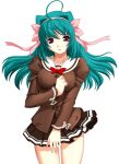  1girl 2000s_(style) ahoge aqua_hair ayahime_kurumi blush bow game_asset hair_ribbon hairband impossible_clothes impossible_jacket jacket large_variant_set long_hair mahou_senshi_(series) mahou_senshi_lemmtear_knights non-web_source official_art open_mouth purple_eyes ribbon saitou_natsuki school_uniform self-datamine simple_background skirt solo tachi-e transparent_background variant_set 