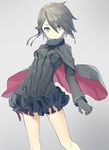  ange_(princess_principal) black_cape black_gloves blue_eyes braid cape gloves grey_background grey_hair looking_at_viewer princess_principal short_hair solo standing totemotsu_rai 