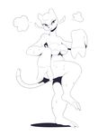  2015 absurd_res anthro black_nose breasts butt eyelashes female hi_res itsunknownanon looking_at_viewer mienshao monochrome nintendo pok&eacute;mon shadow smile solo standing sweat video_games 