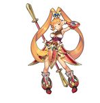  :q absurdres armor armpits bangs black_leotard blunt_bangs boots breasts commentary_request fur_trim hair_ornament high_ponytail highres holding holding_staff large_breasts leotard long_hair looking_at_viewer official_art one_eye_closed orange_hair ponytail red_footwear sangai_senki see-through simple_background smile solo staff standing sun_wukong_(sangai_senki) tongue tongue_out v v-shaped_eyebrows v_over_eye vambraces very_long_hair white_background yangsion yellow_eyes 