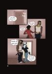 absurd_res anthro body_builder bottomwear canid canine canis cargo_pants clothing comic demon demon_furray dialogue domestic_dog door doorway drawer english_text female hi_res hyena male male_anthro mammal muscular muscular_male notched_ear pants rag_(demon_furray) shirt slim snout speech_bubble sweatshirt t-shirt tail tank_top text topwear trans_(lore) trans_woman_(lore) underwear wolf