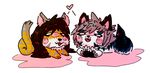  &lt;3 2017 black_fur blush canine cat couple_(disambiguation) cute duo feline female female/female feral fox fur grey_fur grey_hair hair heathecliff hybrid lying mammal open_mouth romantic_couple simple_background smile tiger tongue tongue_out toony white_fur 