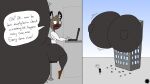 absurd_res aggretsuko aliasing anthro artist_logo artist_name bar_emanata big_butt bodily_fluids bottom_heavy bottomwear brown_body brown_fur bubble_butt butt butt_expansion butt_jiggle clothing computer countershade_face countershading curvy_figure dialogue digital_media_(artwork) electronics emanata english_text expansion eyelashes fangs femboy flash_emanata footwear fur haida_(aggretsuko) head_tuft hi_res huge_butt hyena hyper hyper_butt inner_ear_fluff jiggling laptop logo looking_at_viewer male mammal pants sanrio shirt shoes signature sitting small_waist solo speech_bubble sweat sweatdrop teeth text thatdawgmurray thick_thighs topwear tuft wasp_waist