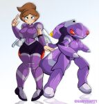 2026 absurd_res anthro armor arthropod big_breasts breasts brown_hair cybernetics cyborg duo ear_piercing ear_ring female generation_5_pokemon genesect gennifer_(al33444) hair hi_res huge_breasts human human_ears insect legendary_pokemon light_body light_skin machine mammal metallic_body nintendo piercing pokemon pokemon_(species) pokemon_professor power_armor professor_aurea_juniper purple_armor purple_body reflective_floor ring_piercing sawcraft1 thick_thighs white_body