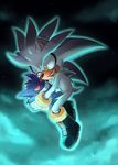  2017 anthro big_head black_nose clothing freedomfightersonic fur gloves hedgehog male mammal one_eye_closed silver_the_hedgehog simple_background sonic_(series) toony wink 
