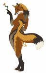  anthro butt canine caraid fox fur hair looking_at_viewer looking_back male mammal nude simple_background smile solo standing white_background wide_hips 