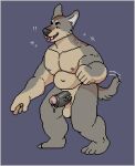 2017 anthro balls belly black_penis bodily_fluids border brown_body brown_fur canid canine canis countershade_arms countershade_balls countershade_face countershade_genitalia countershade_hands countershade_neck countershade_torso countershading digital_media_(artwork) erection foreskin fur genital_fluids genitals grey_body grey_border grey_fur humanoid_genitalia humanoid_penis low_res male male_anthro mammal musclegut muscular muscular_anthro muscular_male nastyspook nipples nude nude_anthro nude_male open_mouth open_smile penis pixel_(artwork) precum precum_string simple_background slightly_chubby slightly_chubby_anthro slightly_chubby_male smile solo standing tail tail_motion tailwag tan_body tan_fur teeth tongue tongue_out vein veiny_penis wolf