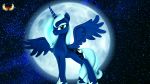  2018 blue_eyes blue_hair blue_theme equine eyeshadow female feral friendship_is_magic hair horn lidded_eyes makeup mammal moon my_little_pony princess_luna_(mlp) solo star winged_unicorn wings 