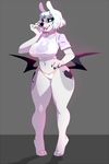  anthro bat black_wings butt_wings clothed clothing female fu_(naiifu) ghostli makeup mammal mascara membranous_wings saliva saliva_string smile solo standing thick_thighs wide_hips wings 
