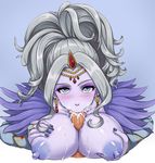  1girl areolae blush breasts character_request circlet cum cum_in_mouth dragon_quest dragon_quest_xi earrings jewelry long_hair looking_at_viewer nail_polish nipples oral paizuri penis pov yas_(35373) 