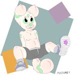  4_toes anthro boxers_(clothing) chewing_gum clothing cogs90210 cub cute eeveelution fan_character footwear fur male mammal mattumby nintendo pok&eacute;mon shoes simple_background sitting solo toes umbreon underwear video_games white_fur young 