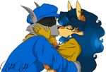  2017 anthro canine carmelita_fox clothed clothing female fox fur hair hat kissing male male/female mammal mimisia2367pony raccoon sly_cooper sly_cooper_(series) video_games 