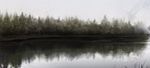  fog forest grey_sky lake mountain nature no_humans original overcast plant reflection scenery shion_(mirudakemann) shore sky spire tree water 