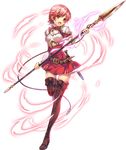  armor blush boots brown_footwear brown_legwear cross-laced_footwear dress elbow_gloves est fire_emblem fire_emblem:_monshou_no_nazo fire_emblem_heroes full_body gloves headband highres lace-up_boots miwabe_sakura official_art open_mouth pegasus_knight pink_hair pink_legwear red_eyes short_hair skirt smile solo thigh_boots thighhighs thighhighs_under_boots transparent_background zettai_ryouiki 