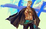  abs blonde_hair facial_hair male_focus marco muscle one_piece solo tattoo tsuyomaru twitter_username 