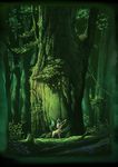  commentary_request day fallen_tree forest gen_4_pokemon grass leaf leafeon looking_up moss nature no_humans outdoors plant pokemon pokemon_(creature) solo tree 