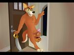  2015 anthro beckoning border brown_eyes brown_fur canine cum cum_on_penis cum_string digital_media_(artwork) disney don_karnage door dripping erection fur halloween holidays humanoid_penis inside inviting leaning leaning_back looking_at_viewer male mammal melee_weapon multicolored_fur naughty_face neenya nude open_mouth penis precum red_wolf solo sword talespin tan_fur two_tone_fur weapon wolf 