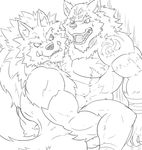  anal anthro blush canine male male/male mammal monochrome muscular nude simple_background urakata5x white_background wolf 