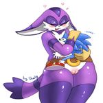  &lt;3 anthro belt big_the_cat blue_fur blush breasts cat crossgender cumeoart edit eyes_closed feline female fur hedgehog mammal purple_fur pussy signature simple_background size_difference sonic_(series) sonic_the_hedgehog white_background 