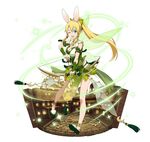  ;d animal_ears anklet arrow blonde_hair bow_(weapon) breasts bunny_ears cleavage drawing_bow extra_ears floating_hair full_body green_eyes high_ponytail holding holding_arrow holding_bow_(weapon) holding_weapon jewelry large_breasts leafa long_hair official_art one_eye_closed open_mouth outstretched_arm pointy_ears simple_background sleeveless smile solo standing sword_art_online sword_art_online:_code_register transparent very_long_hair weapon white_background 