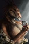  2016 alcohol anthro ashesdrawn beverage digital_media_(artwork) female holding_object lizard looking_at_viewer nude reptile scalie solo wine 