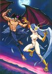  4_toes 4_wings 5_fingers 5_toes action_pose angry antennae arm_grab avian belly biceps biped black_claws black_tail black_wings blue_fur breasts claws crotch_tuft dark_skin demon devilman_(character) devilman_(series) duo dutch_angle feathered_wings feathers featureless_crotch feet fight fighting_stance flying full-length_portrait full_moon fur hair harpy head_wings humanoid humanoid_feet humanoid_hands japanese light_skin lighting long_tail loose_feather male medium_breasts membranous_wings monster_girl_(genre) moon moonlight multi_wing muscular muscular_male naturally_censored navel night nipples nude official_art open_mouth pale_skin pecs portrait raised_arm raised_leg scar sharp_teeth short_hair short_tail sirene_(devilman) sky slim small_waist spade_tail spread_wings star starry_sky sunset tail_feathers talons tan_skin teeth toe_claws toes traditional_media_(artwork) unknown_artist white_claws white_feathers white_fur white_hair white_tail white_wings winged_humanoid wings yellow_skin 
