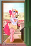  anthro anthrofied beverage clothing delivery food friendship_is_magic my_little_pony omny87 pinkie_pie_(mlp) pizza ponytail shirt soda t-shirt 