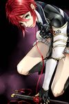  azu_(azk_78) black_gloves gloves green_eyes half_gloves holster looking_at_viewer male_focus military military_uniform necktie parted_lips red_hair shinano_toushirou short_hair shorts tantou thigh_holster thighs touken_ranbu uniform 