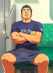  1boy crotch eyes_closed male_focus ruizu sitting sleeping solo train 