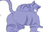  anthro backsack balls barefoot big_butt butt cat crouching ear_piercing eroborus feet feline flaccid grin hindpaw humanoid_feet leliel looking_at_viewer looking_back male mammal monochrome nude overweight paws penis perineum piercing plantigrade raised_tail rear_view smile solo uncut 
