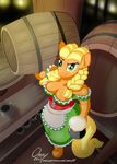  applejack_(mlp) apron barrel big_breasts breasts cleavage clothed clothing equine friendship_is_magic german_barmaid horse mammal my_little_pony oktoberfest omny87 pony tankard tavern 