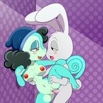 2017 absurd_res anthro big_breasts breasts canine chameleon duo female fur hair half-closed_eyes hi_res lagomorph lizard lonbluewolf male male/female male_penetrating mammal navel nipples nude open_mouth penetration penis pussy rabbit reptile saliva saliva_string scalie sex teeth tongue vaginal vaginal_penetration 