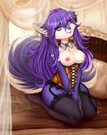  adorableinall_(artist) anthro breasts canine clothing corset curtains female fur garter_belt garter_straps hair legwear lingerie looking_at_viewer lucia_(character) mammal nipples nude solo stockings wolf 