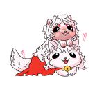  &lt;3 2017 albino canine cloak clothing cub cute digital_media_(artwork) duo female feral ferret fur hair heathecliff long_hair lying male male/female mammal mustelid open_mouth pink_nose red_fur romantic_couple short_hair simple_background sitting smile white_background white_fur white_hair wolf young 