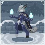  2017 :3 animated anthro armwear balls beanie big_bulge biped blue_fire bodysuit bouncing_balls bulge cape clothed clothing cloud digital_media_(artwork) elbow_gloves feline fire floating forest front_view full-length_portrait fully_clothed giik gloves grey_body grey_hair grey_spots grey_tail grey_theme hair hat hindpaw humanoid_hands hybrid legwear leopard long_tail looking_at_viewer loop low_res lynx lyx_(lynxer) magic_user male mammal night outside paws pink_nose pixel_(artwork) pixel_animation portrait purple_clothing ruins short_hair skinsuit slim smile snow snow_leopard snowing solo spots spotted_body spotted_tail thigh_highs tight_clothing toeless_legwear transparent_border tree 