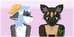  2017 animated anthro anthro_on_anthro bedroom_eyes biped black_fur black_hair black_nose blue_eyes blue_hair blush border caprine cat cellphone cheek_tuft chest_tuft digital_media_(artwork) dilated_pupils duo ears_back eye_contact eyes_closed feline front_view fur giik girly goat green_eyes green_spots green_stripes grey_body grey_fur hair half-closed_eyes half-length_portrait horn icon inner_ear_fluff interspecies kara_(trippledot) kissing linked_icons low_res male male/male mammal mane_hair multicolored_fur multicolored_hair nude orange_fur orange_hair phone pink_background pixel_(artwork) pixel_animation portrait romantic_couple seductive short_hair side_view simple_background smile spots spotted_fur striped_fur stripes surprise tuft two_tone_body two_tone_hair white_body yellow_horn 