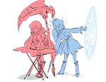  angry color_connection crescent_rose glyph iesupa ironing ironing_board multiple_girls myrtenaster ruby_rose rwby weiss_schnee 