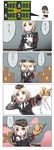 4koma age_regression armband blonde_hair blush comic girls_frontline gloves hat highres little_witch_academia magic military military_uniform mp40_(girls_frontline) necktie pose red_eyes translated uniform wand xiujia_yihuizi younger 