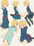  blonde_hair glasses hairband little_witch_academia lotte_jansson luna_nova_school_uniform pajamas school_uniform short_hair solo sou_(tuhut) 